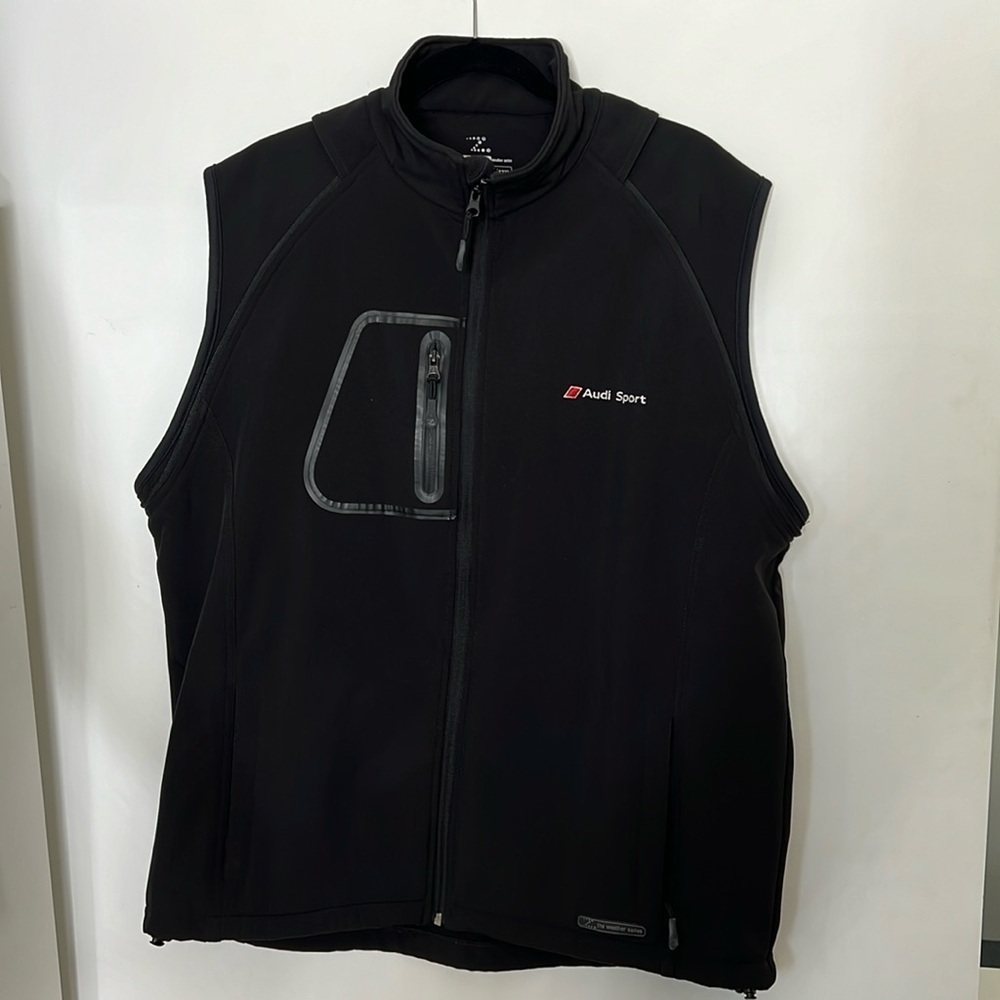 Mens Audi 2XL Black Nylon Fleece Lined Vest Jacket